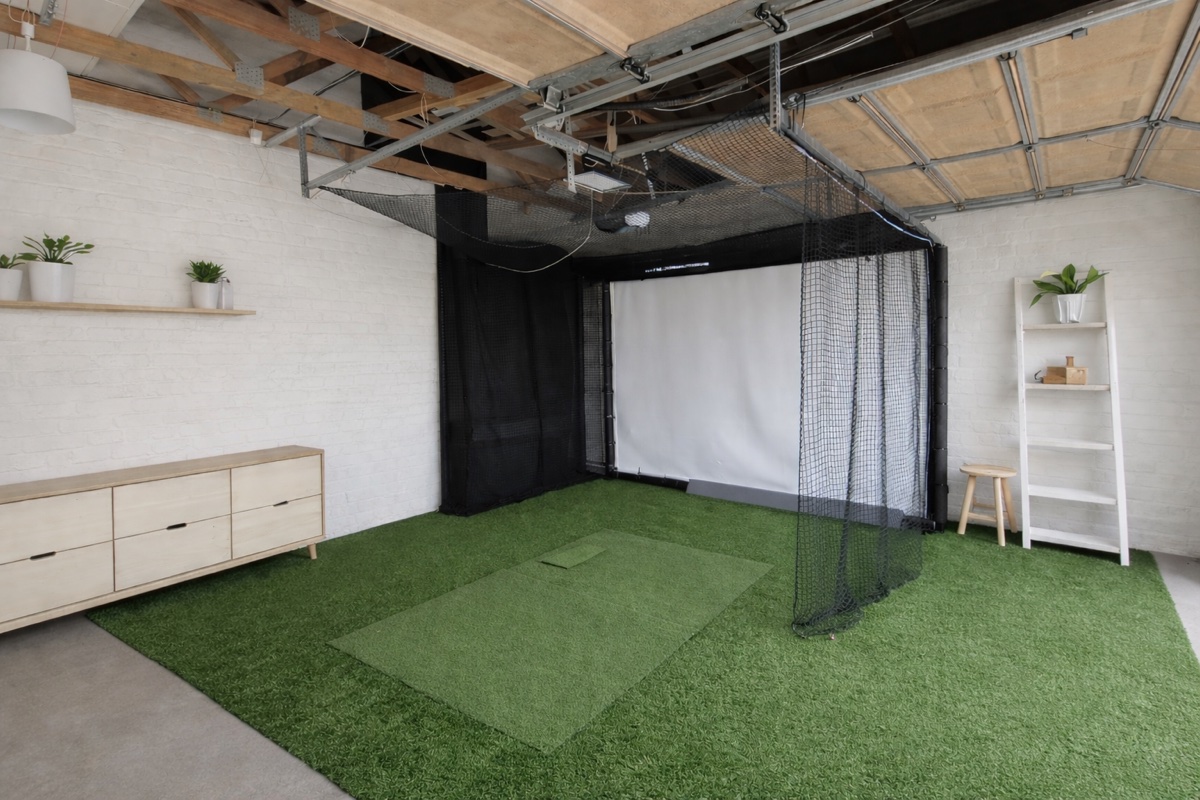 Home golf simulator installation example
